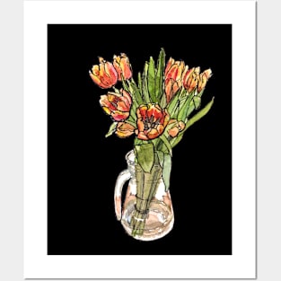 Tulip Bouquet - Watercolor Illustration Edit Posters and Art